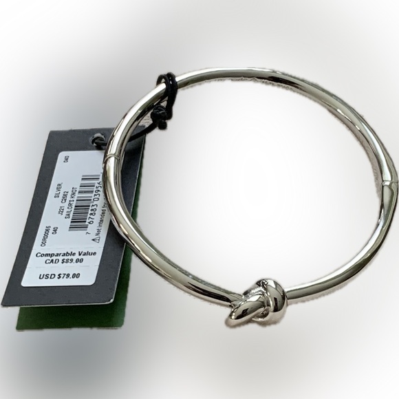 Kate Spade New York NWT Silver-Tone Sailor’s Knot Hinged Bangle Bracelet - Picture 4 of 7